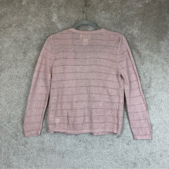Cynthia Rowley Cardigan Womens Medium Pink Linen Long Sleeve Open Front- 1959* - Picture 2 of 11
